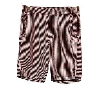 Uniqlo Unisex Striped Burgundy/Maroon  & White Seersucker Shorts